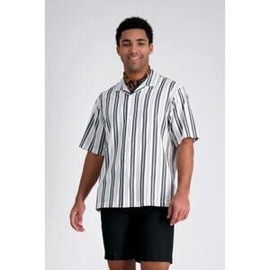 Haggar nwt XXL Short Sleeve Camp Shirt stripe short sleeve mens shirt